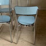 Blue formica table and its 4 chairs