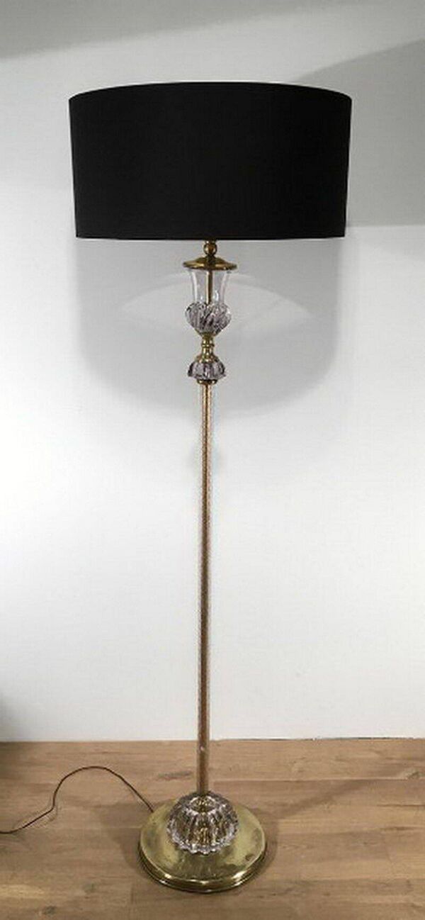 Lampadaire de parquet en verre de Murano. Attribué à Barovier & Toso