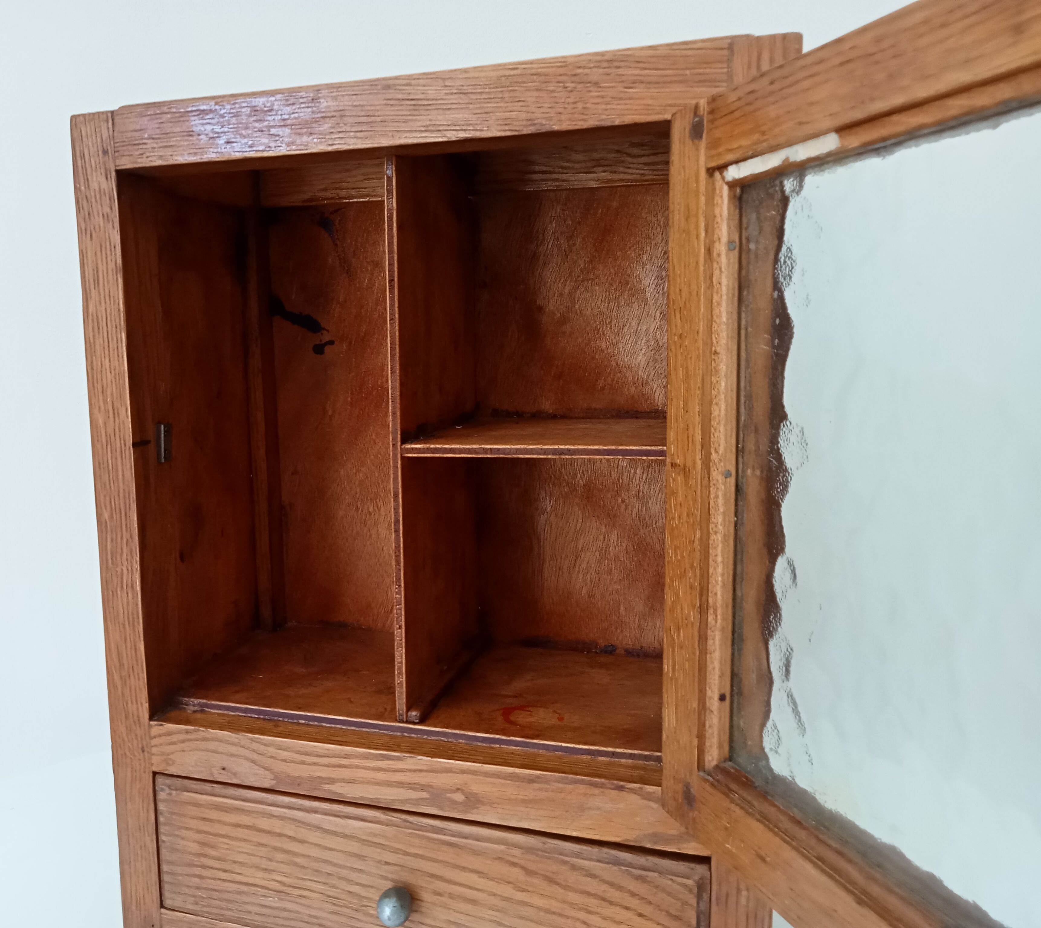 Vintage solid oak medicine cabinet