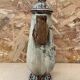 Antique teapot shaped pitcher ceramic brown beige vintage ducks decor