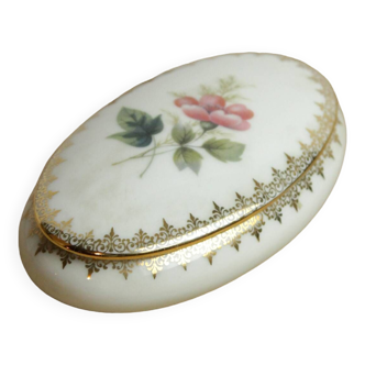 Small white and gold floral ceramic box