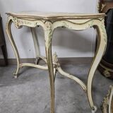 Console and large Louis XV style mirror in lacquered and gilded wood.