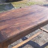 Country farm table xixth in chene, 2 drawers