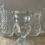 Series of 6 miniature vases in chiseled glass