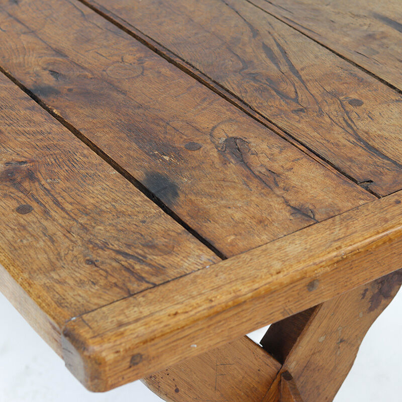 Rustic Oak Brutalist Vintage Dining Table