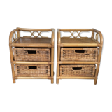 Pair of rattan bedside tables from the 70s
