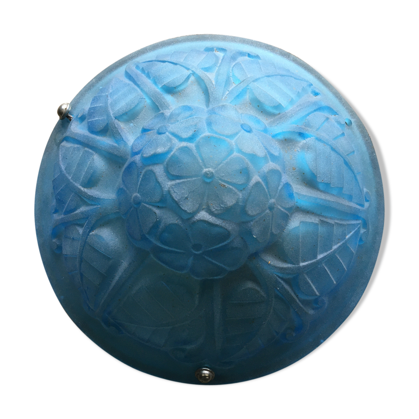 Chandelier, blue glass paste art deco Degué