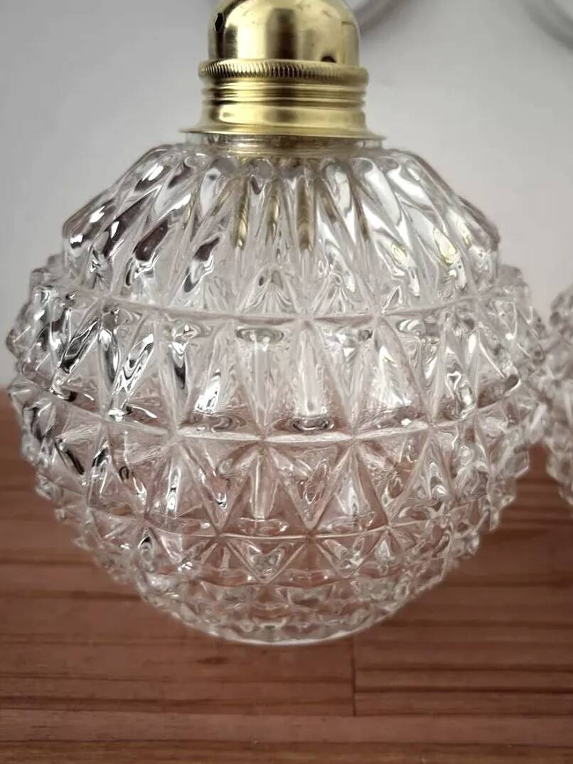 Pair of vintage wall lights in cut glass