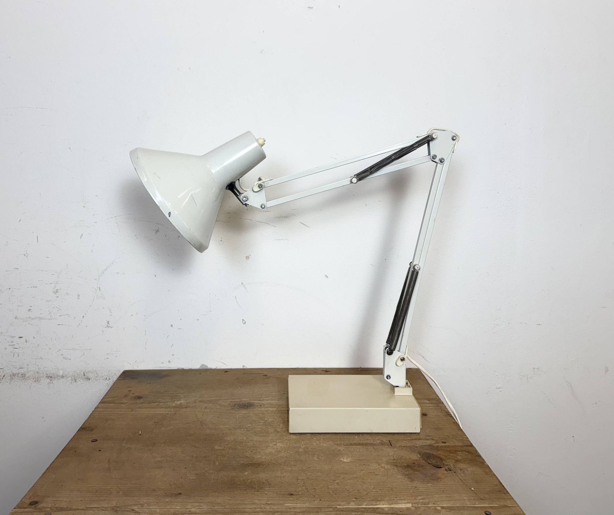 Vintage White Italian Architect Table Lamp, 1970s