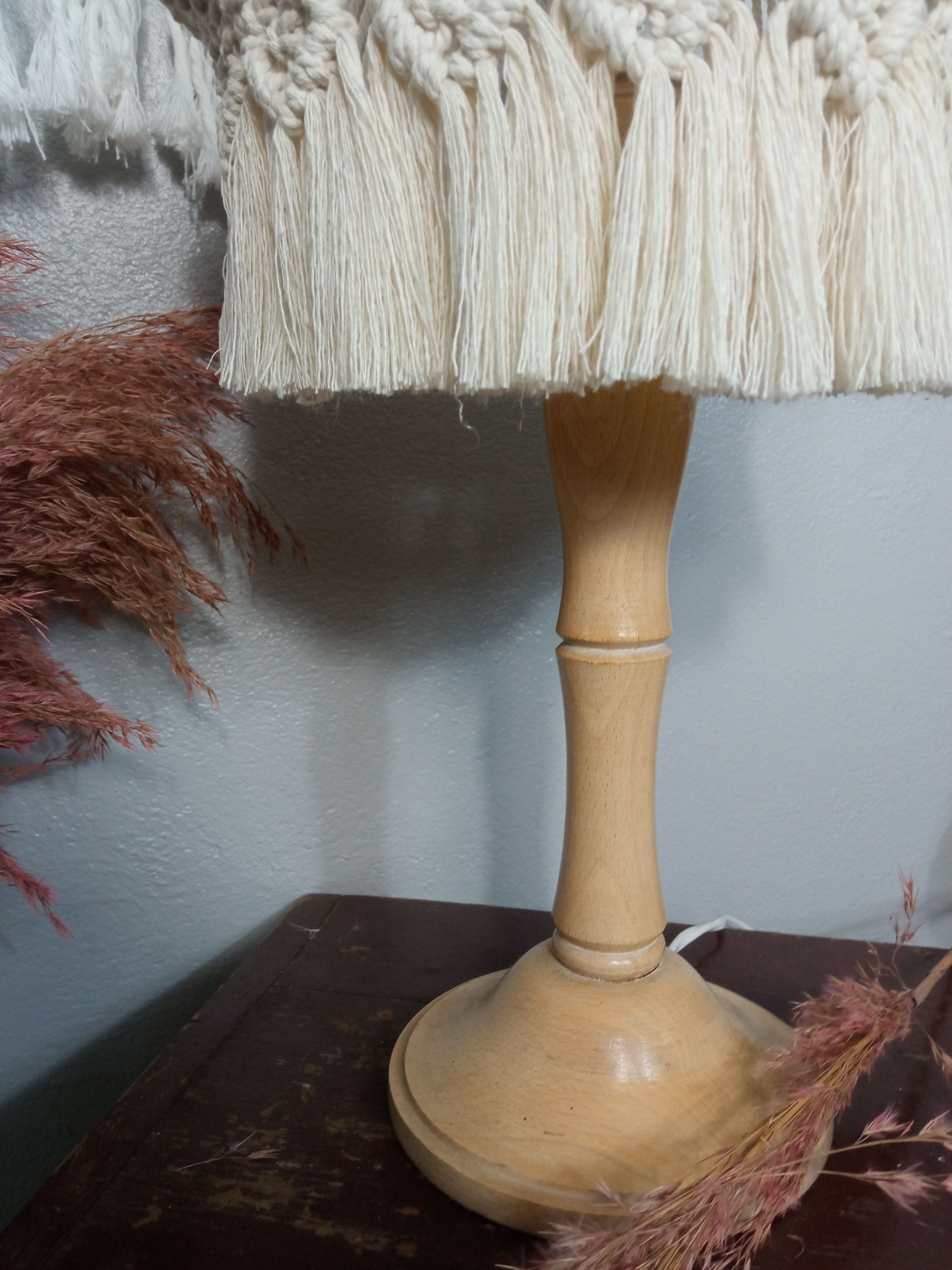 Vintage macramé lamp