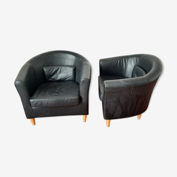 Fauteuil de cuir noir véritable