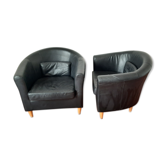 Fauteuil de cuir noir véritable