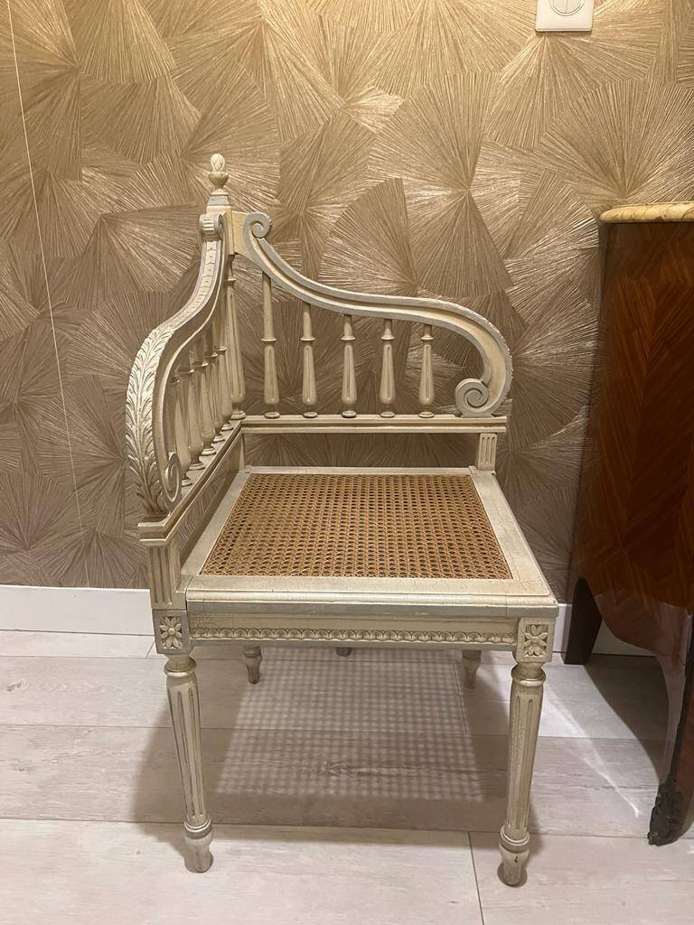 Louis XVI style wooden corner armchair