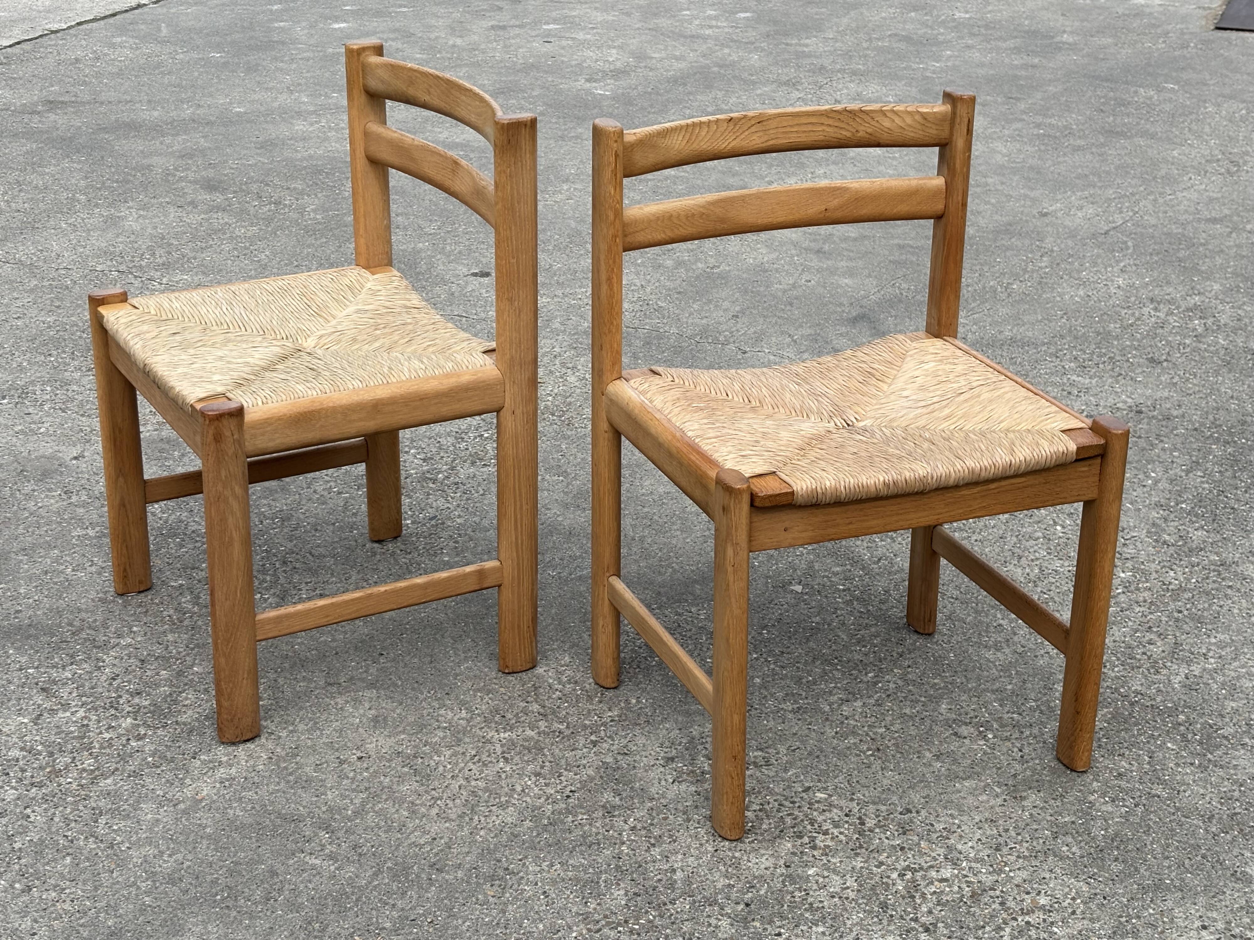 Vintage dining chairs set of 6 oak and rattan design minimalist design