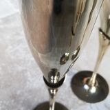 4 flûtes à champagne en laiton doré et argenté