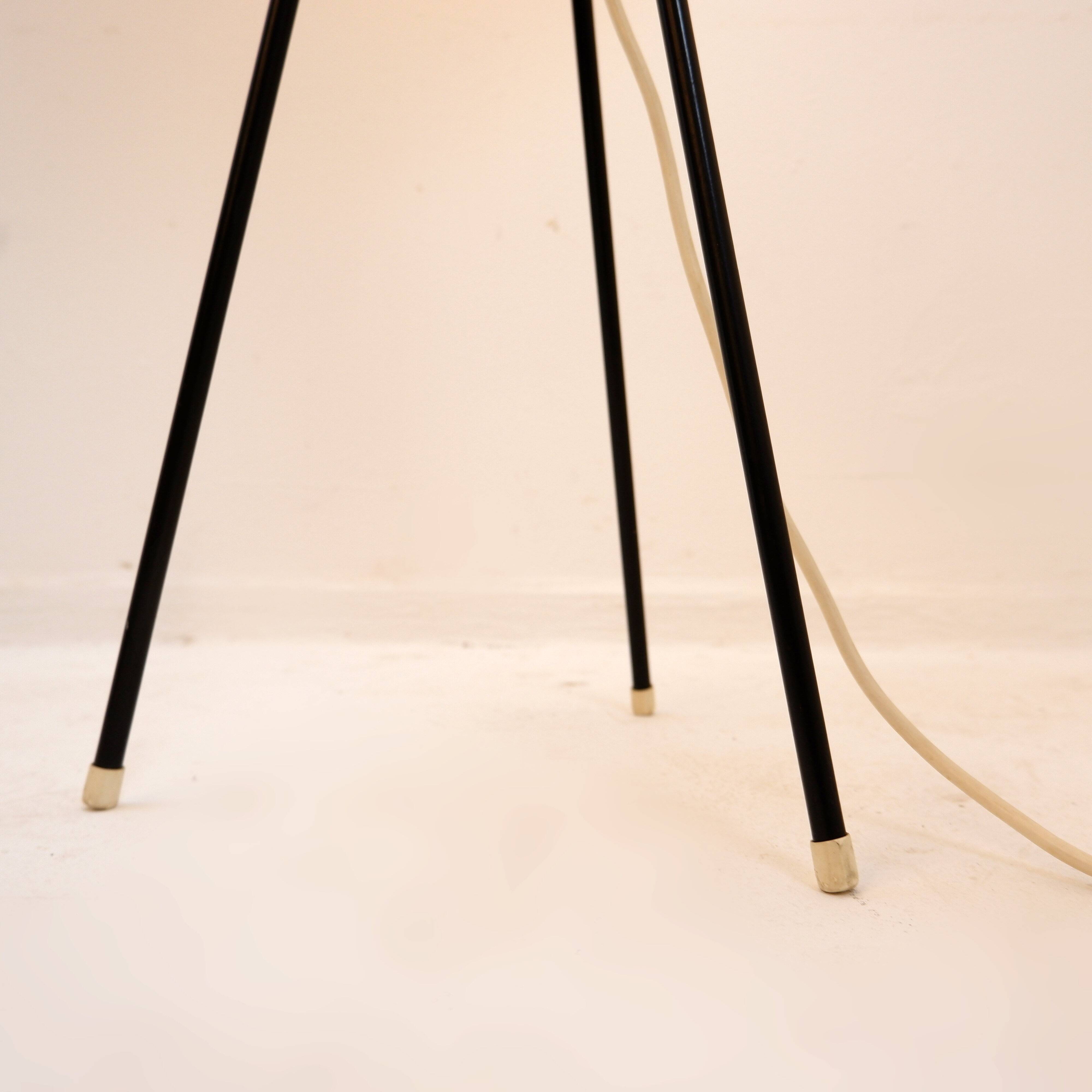 Vintage cocoon tripod floor lamp with brass details, 1960s