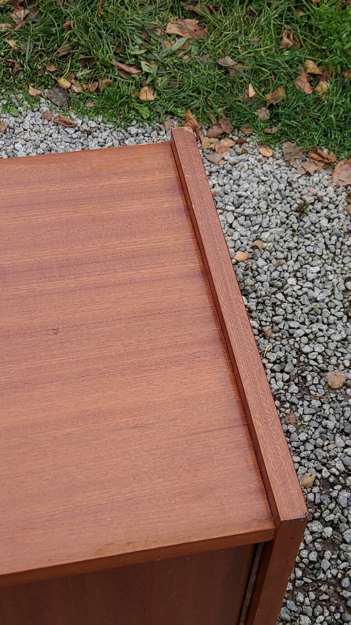 Pair of vintage mahogany sideboards with square metal legs from the 60s