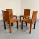 4 camel leather chairs, postmodern design by Paolo Piva for B&B Italia Arcadia.