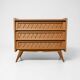 Commode rotin scandinave pieds compas - Vintage 1960