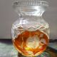 Old Transparent & Orange Cut Crystal Vase Vintage Flower Decor