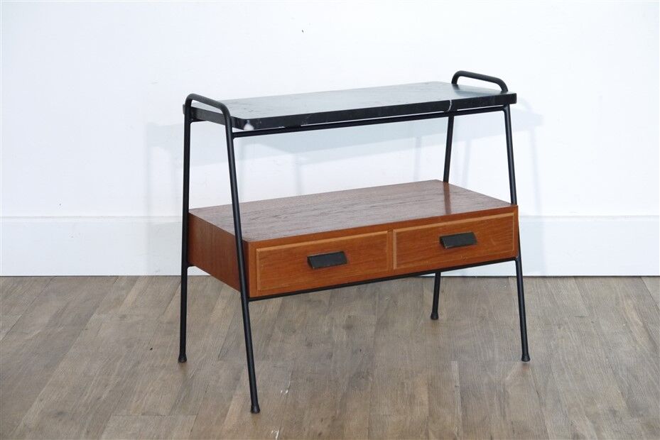 Vintage Scandinavian console in teak and marble 1960