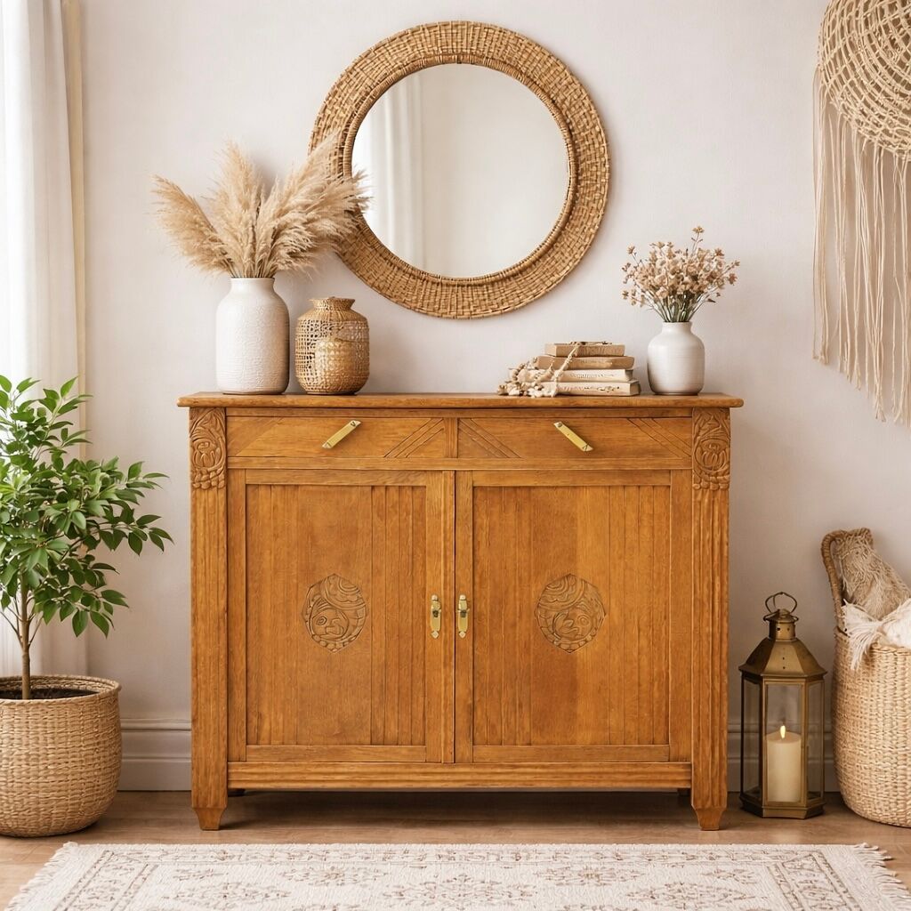 Art Deco buffet in raw and solid oak, 1935.