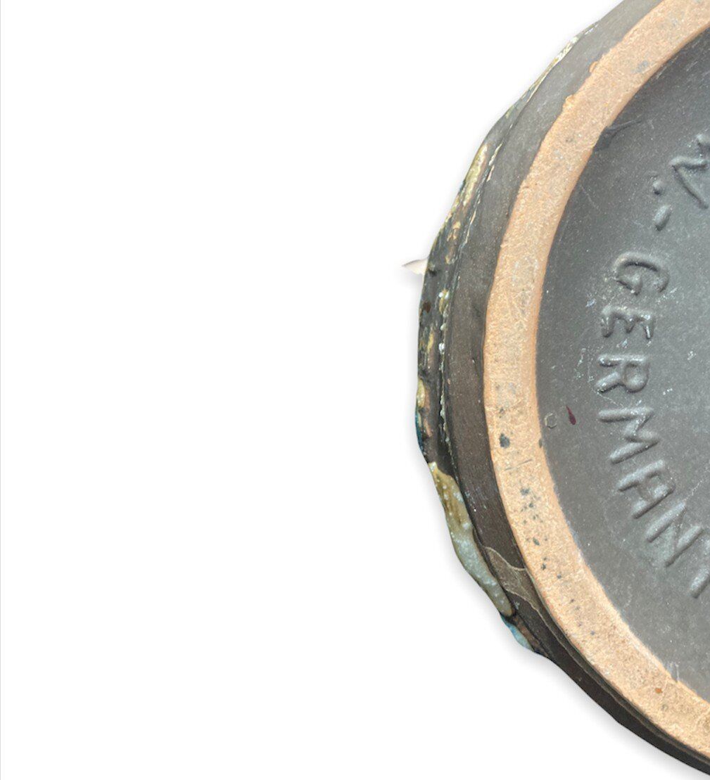 Enamelled vase and painted blue, brown, West Germany