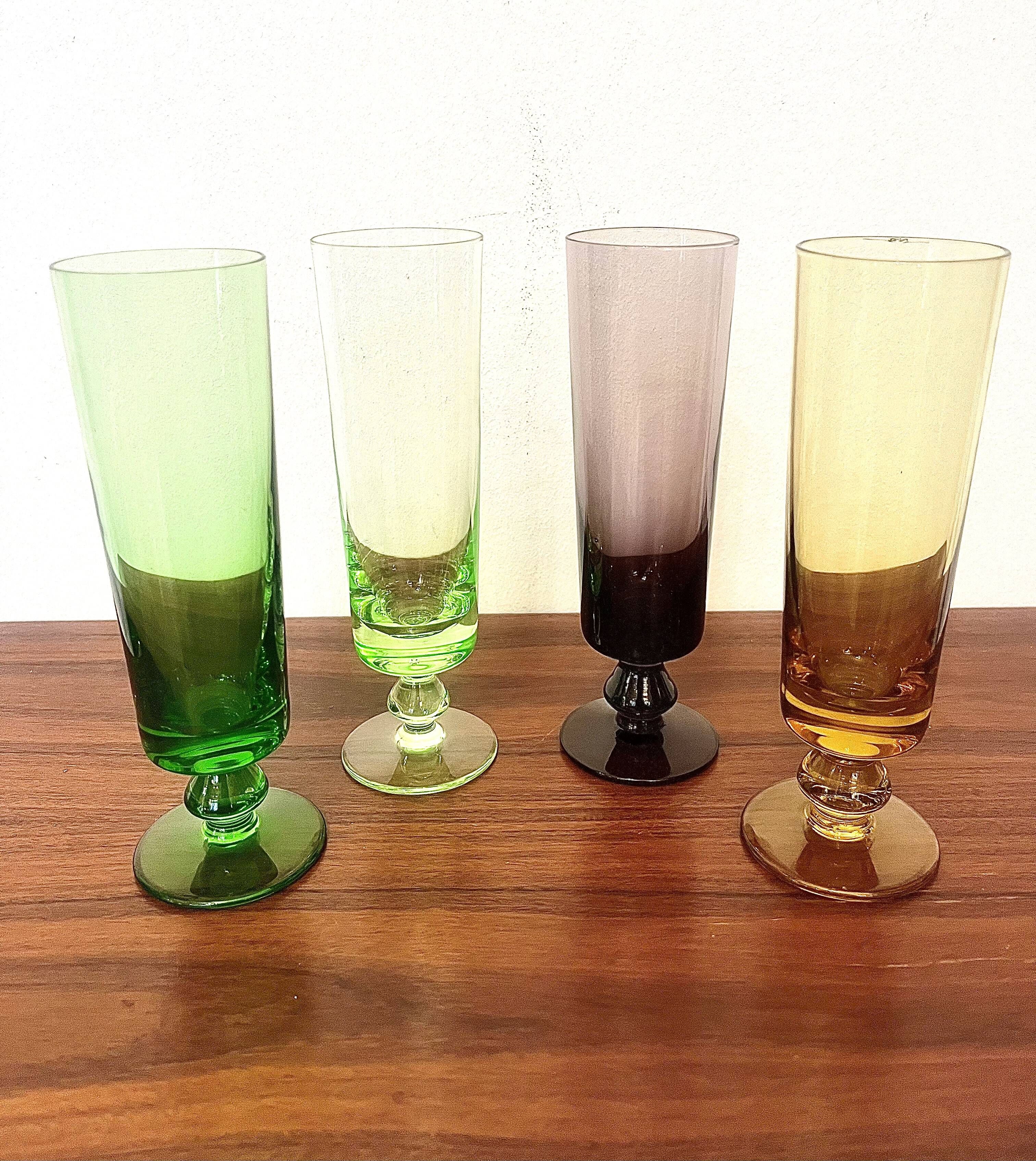 Vintage champagne flutes from the 1970s.