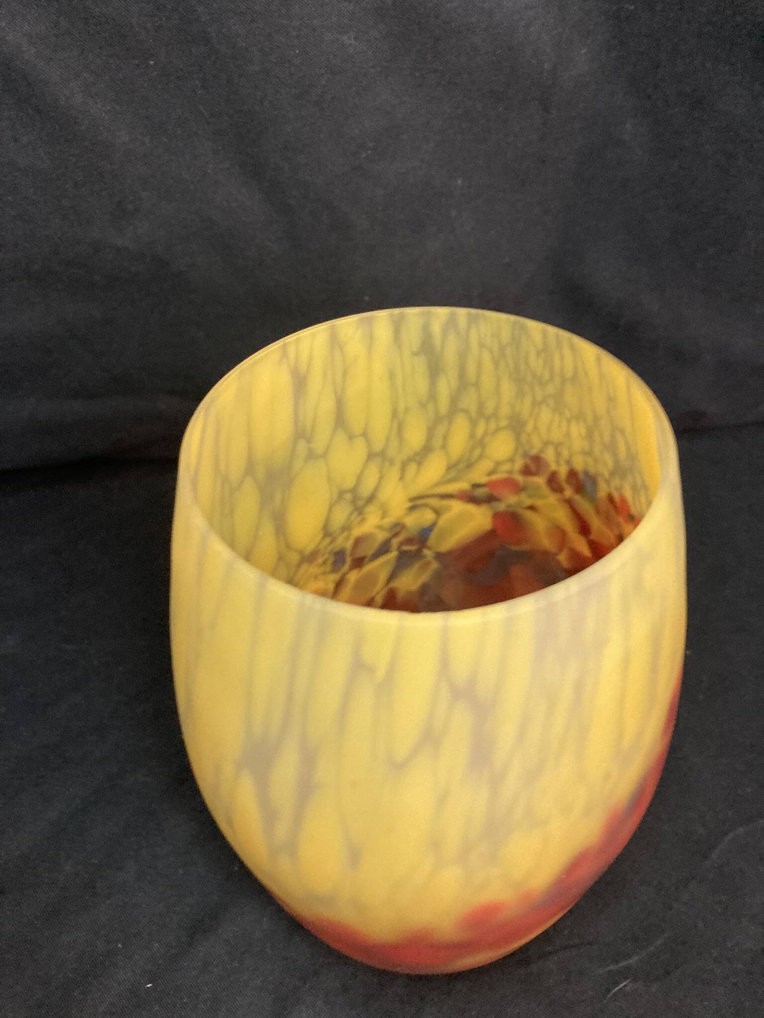 Art déco, vase en verre marmoréen muller frères vers 1930