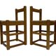 Set of four vintage chairs / stool - brutalist style minimalist oak and wicker 60s