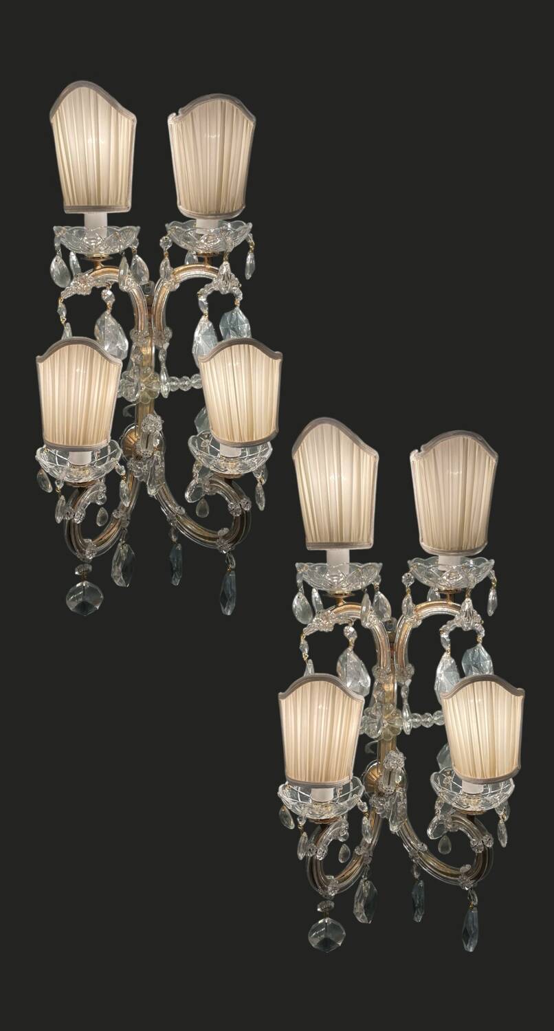 Large Maria Teresa Crystal Sconces Set of 2 1970’s