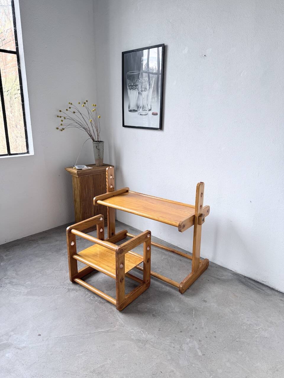 Bureau et chaise enfant pin Bauhaus