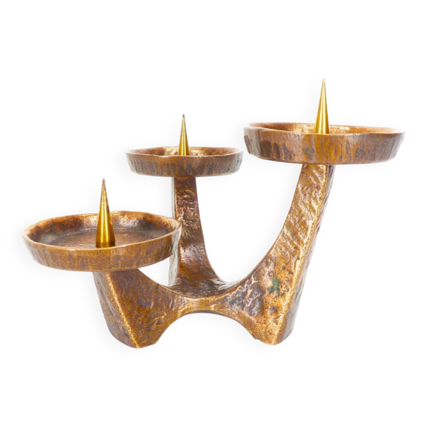 Chandelier brutaliste en bronze, 1960-1970