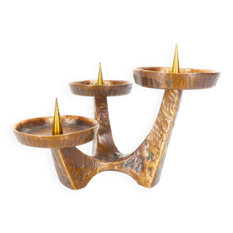 Chandelier brutaliste en bronze, 1960-1970