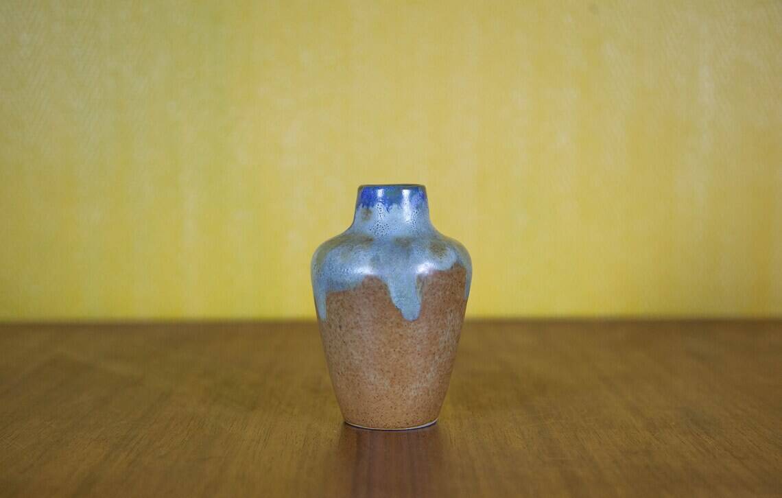 Vase signed Lebret Alfred, small Puisaye stoneware vase, flamed stoneware, collection, 30's