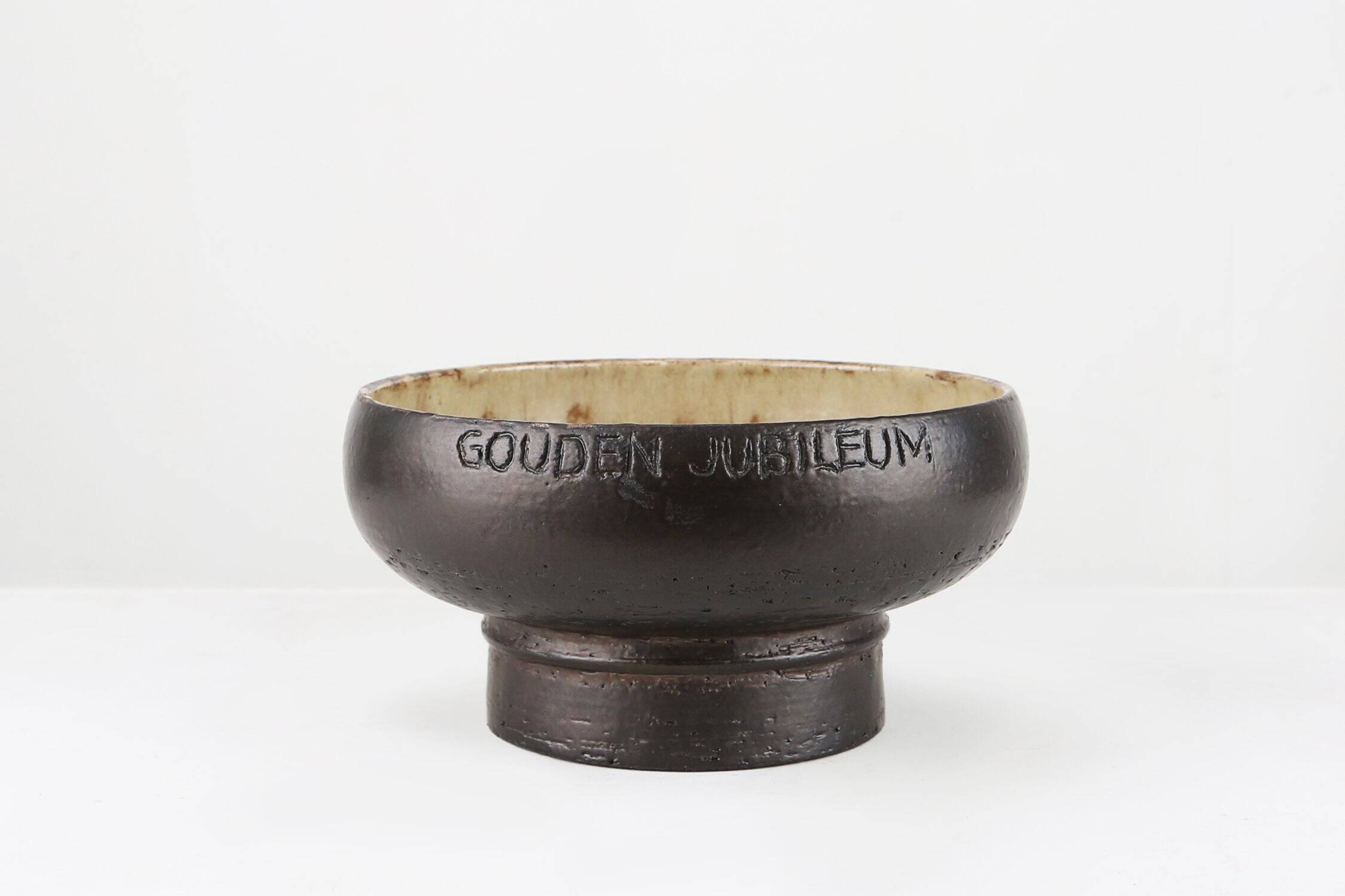 Signed Ceramic Bowl by the Belgian workshop Perignem, 1960s