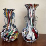 Paire de vases  en verre de Murano