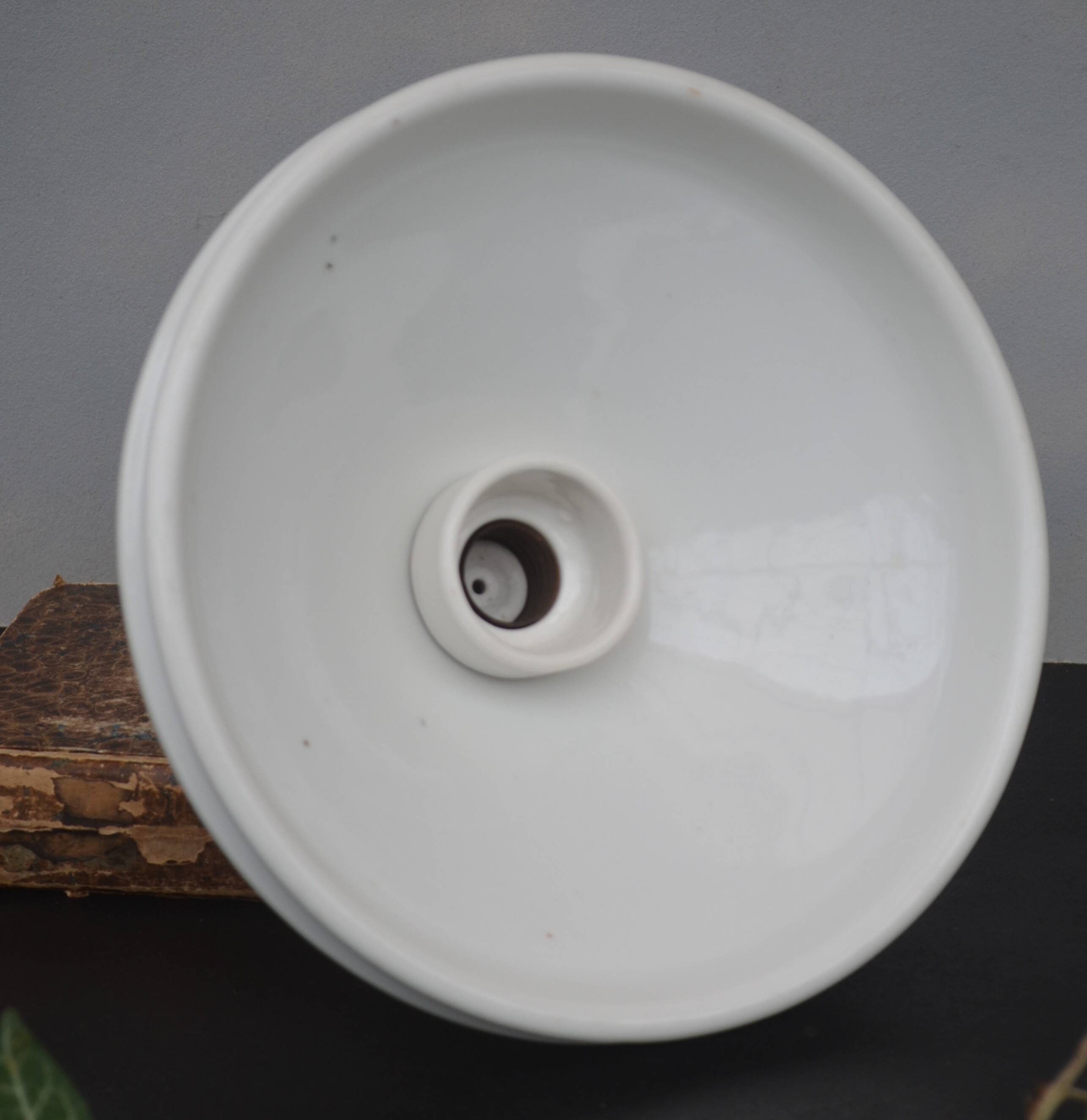 Early 1900 Industrial Mount Light Industrial Ceiling Porcelain Ceramic Lamp