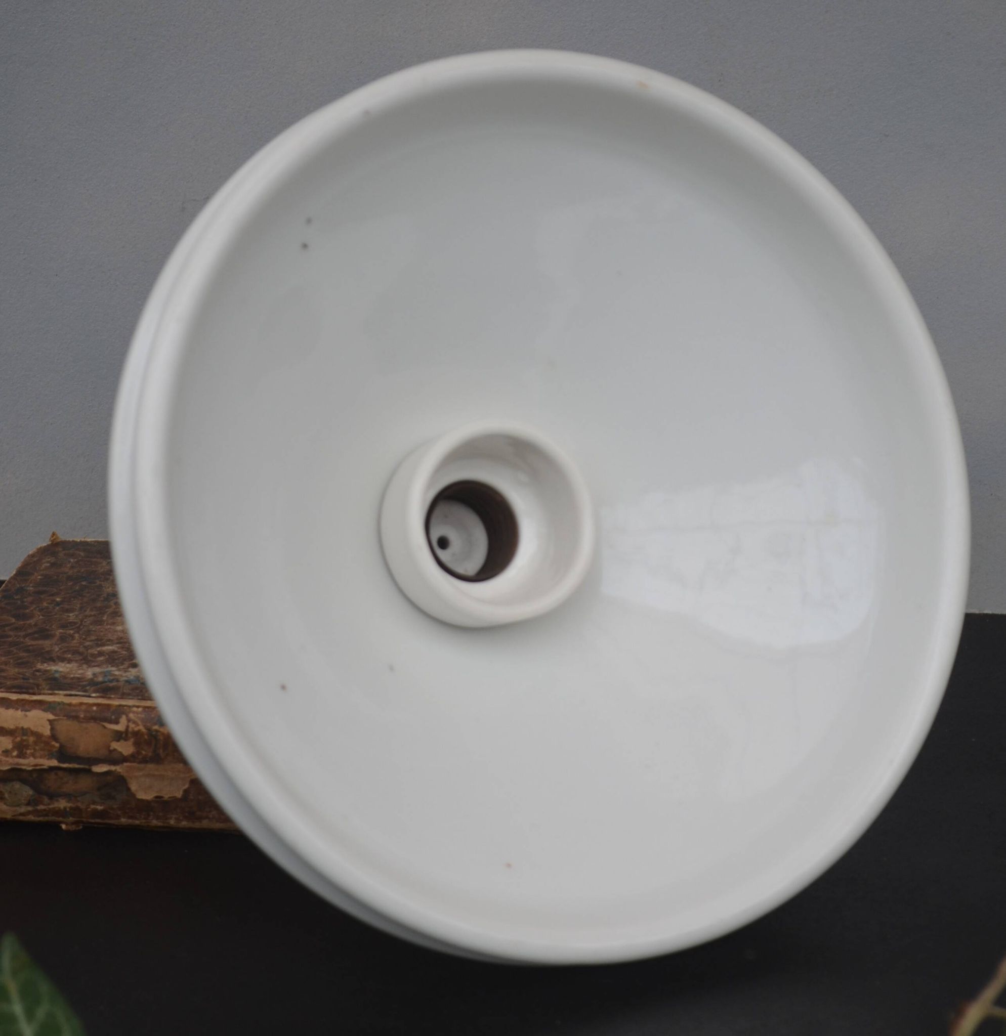 Early 1900 Industrial Mount Light Industrial Ceiling Porcelain Ceramic Lamp