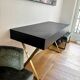 Console desk NV Gallery black wood and brass, 3 drawers.