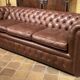 brown leather 3-seater Chesterfield sofa