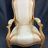 19th century Voltaire armchair in blond beech, Louis-Philippe period