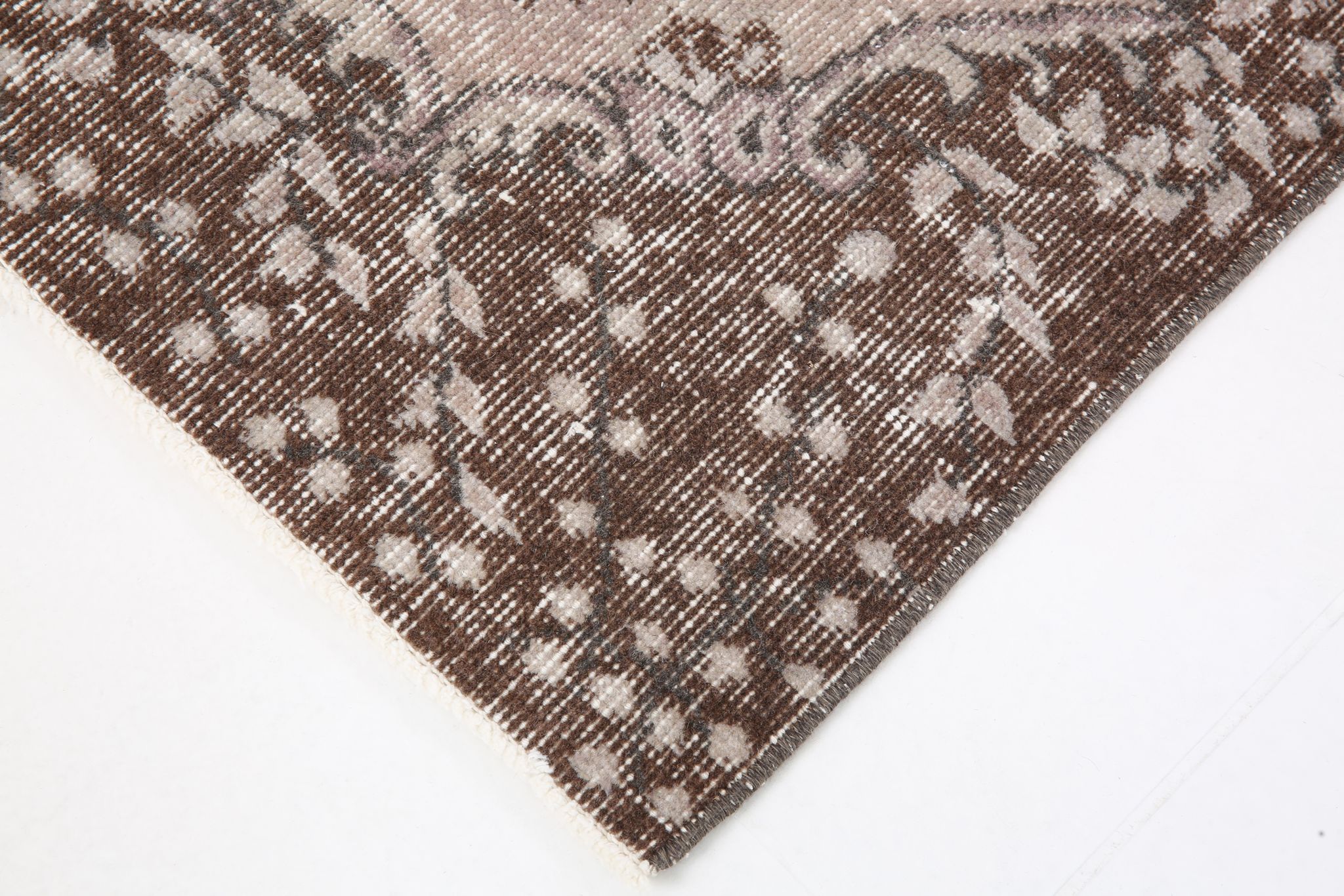 Brown floral turkish area rug, 208x115cm