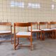 Set of six brutalist dining chairs in pine
