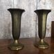 Pair of old art deco vases in vintage brass