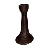 Brown enamelled terracotta candle holder