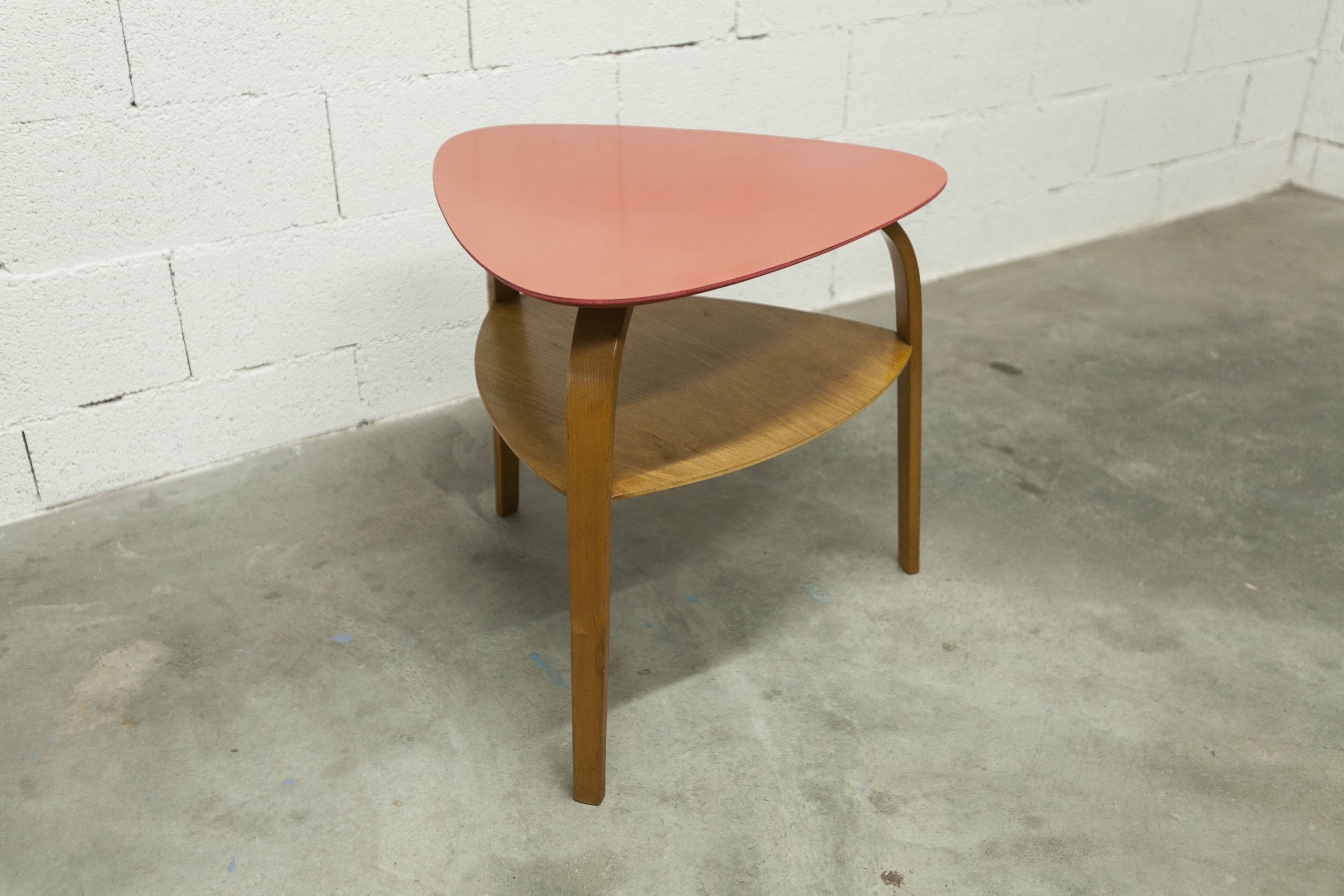 Baumann "bowwood" tripod coffee table designed by Hugues Steiner 1960