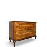 Italian art deco burl walnut chest of drawers, 1930s/1940s
