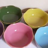 Six vintage multicolored ceramic bowls-cups
