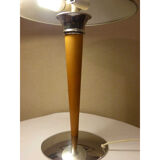 Mushroom design lamp chrome / Beech wood - Netherlands - 1980